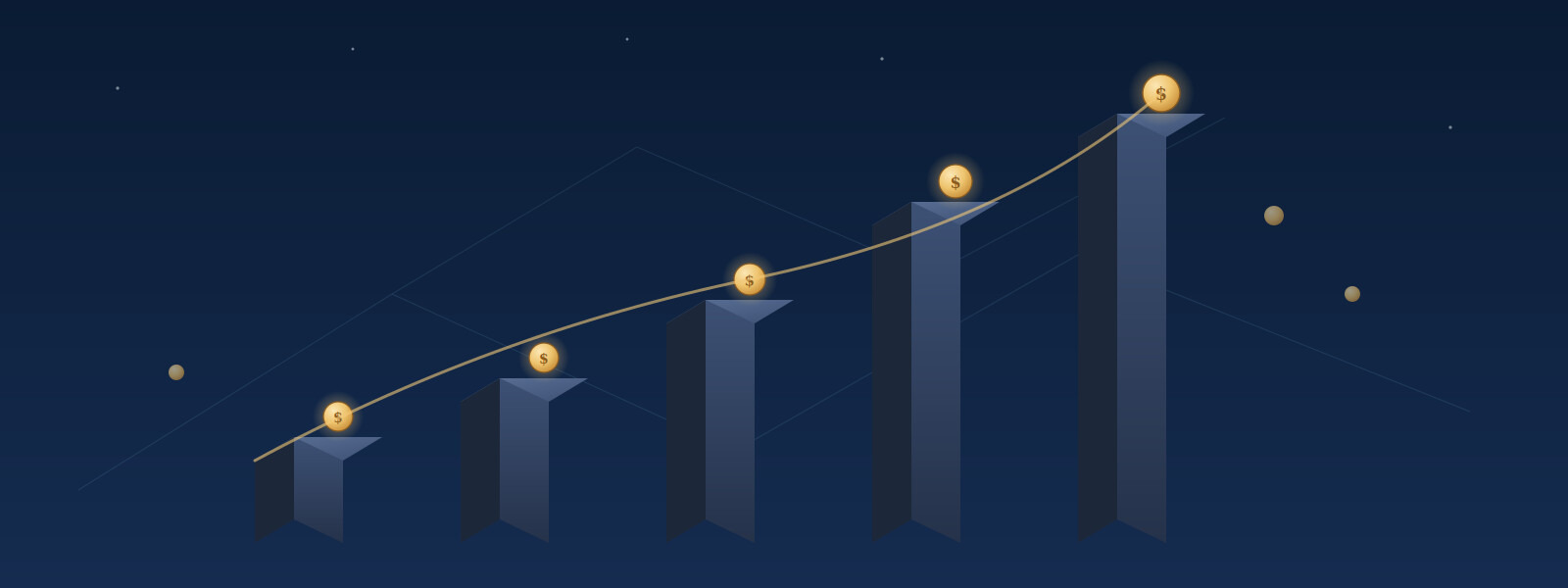 Rising bar chart with dollar tokens tracking bank investment in digital asset infrastructure